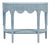 Matthew Izzo Home Paloma Light Blue Rattan Demi Luna Console Table For Sale