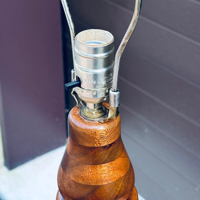 Artisan Made Solid Walnut Wooden Table Lamp For Sale - Image 4 of 10