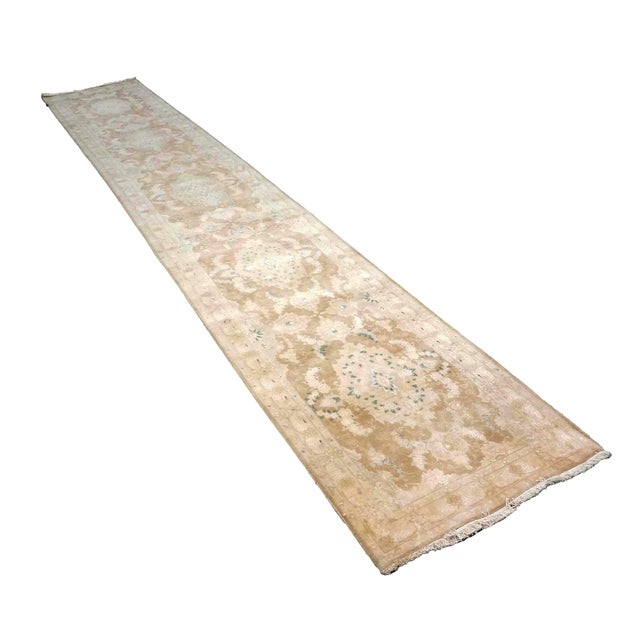 Traditional Persian Tabriz Wool 3x16 Tan, Brown, & Green Handmade Runner Rug #9902220 For Sale - Image 3 of 6