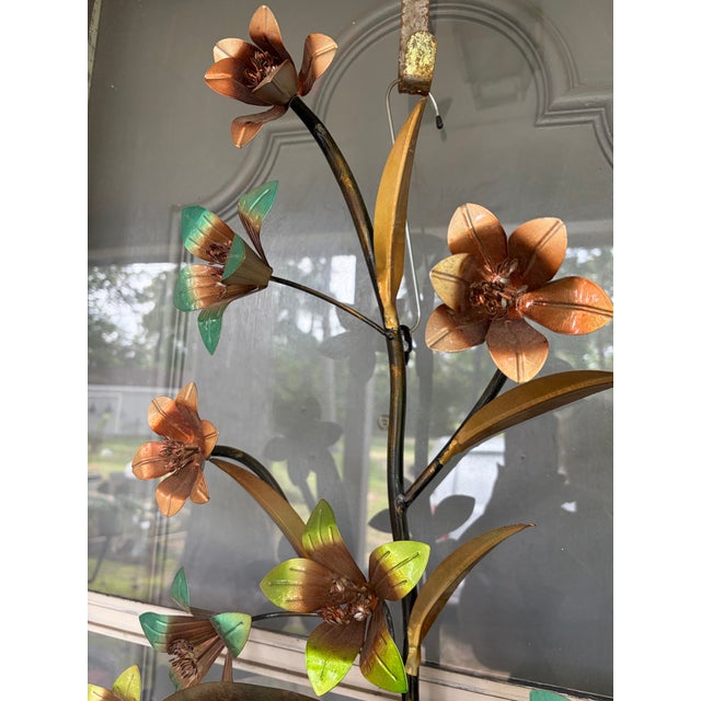 Metal Art Sculpture Floral and Leaves, Set For Sale - Image 4 of 12