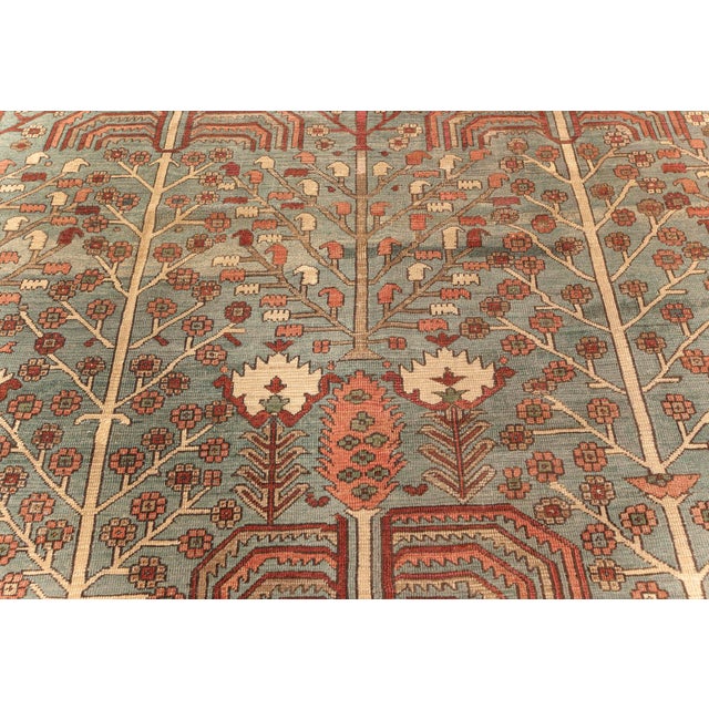 One-of-a-kind Antique Persian Bakshaish Rug in Beige, Blue, Brown, Green and Pink For Sale - Image 9 of 12