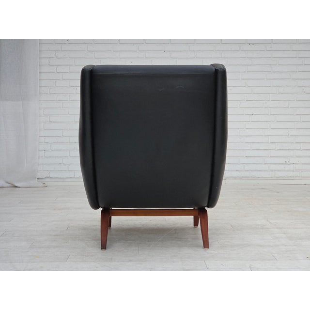 Vintage Danish Lounge Chair in Leather and Teak by Illum Wikkelsø for Søren Willadsen Møbelfabrik, 1960s For Sale - Image 11 of 18