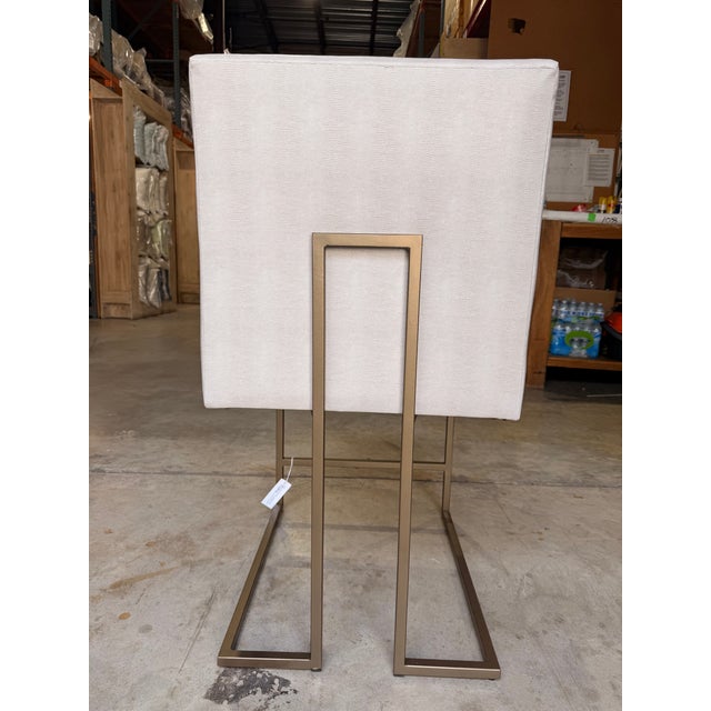 Kravet Kravet Ivory Faux Snake Leather Counter Stool With Brass Legs For Sale - Image 4 of 6