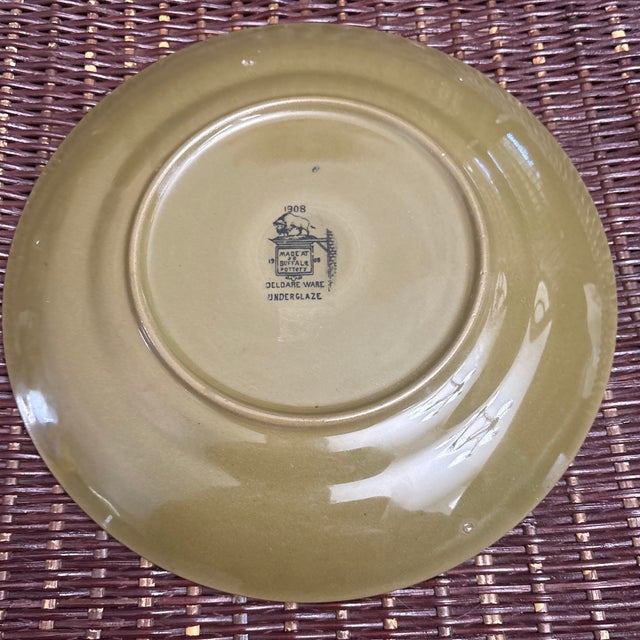Buffalo Pottery Plate "the Start" signed W. Foster circa 1908. This item is an antique Buffalo Pottery Deldare Ware plate...