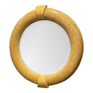 1970s Tessellated Bone Mirror After Karl Springer