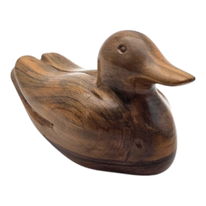 Roy A. Parfait Hand-Carved Duck Sculpture Signed Folk Art Wood Carving