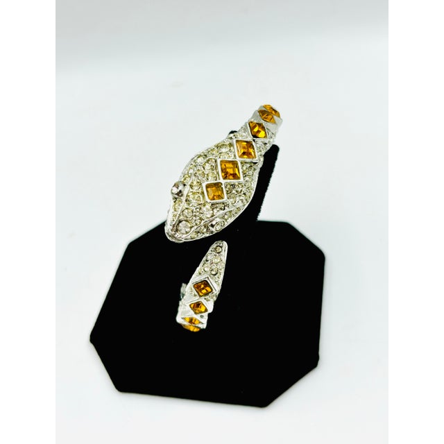 Metal 1980s Kenneth Jay Lane Amber Crystal Snake Bracelet For Sale - Image 7 of 11