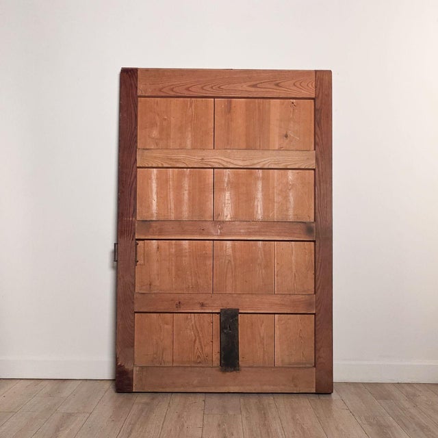 19th Century Meiji Period Keyaki Wood Warehouse Door Inset With Iron Japan Circa 1880 For Sale - Image 5 of 6