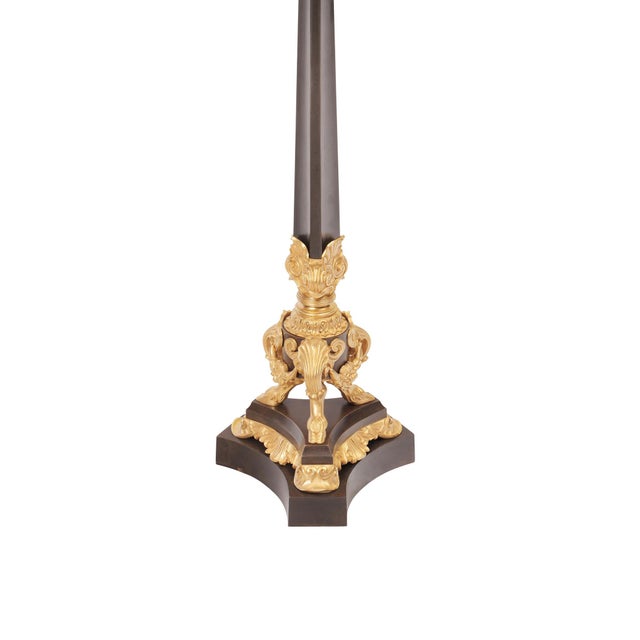 Pair of candelabra France, circa 1870, four-light Bronze, partly patinated, partly fire-gilded Beautiful original...