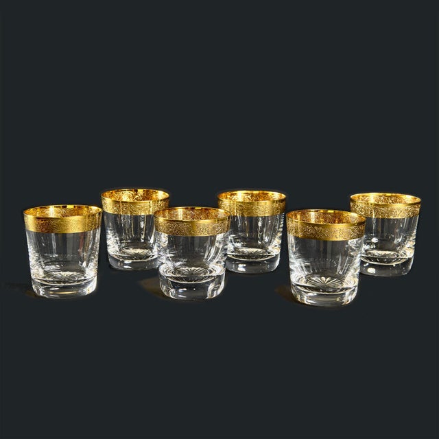 Mid-Century Modern French Gilt Rim Glasses from Saint Louis, 1950s, Set of 6 For Sale - Image 3 of 5