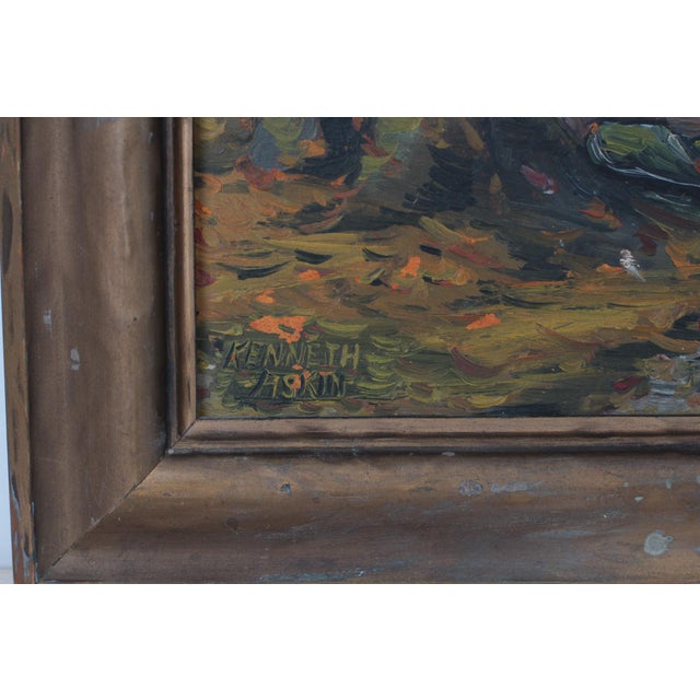 Mid-Century Autumn Landscape Original Oil Painting Signed Kenneth Askin For Sale - Image 4 of 16