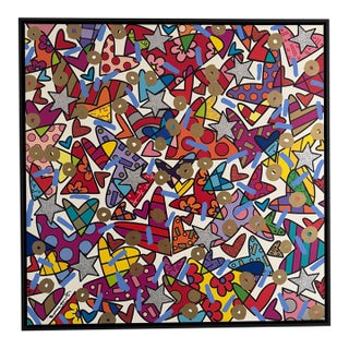 Framed, Signed Mixed Media Romero Britto Original For Sale