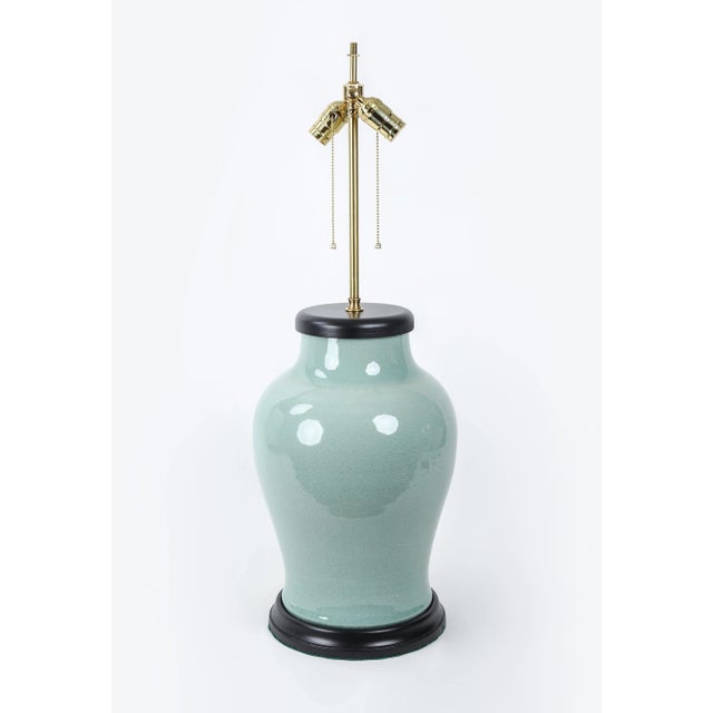 Celadon 19th Century Chinese Style Celadon Vase Table Lamp For Sale - Image 8 of 8