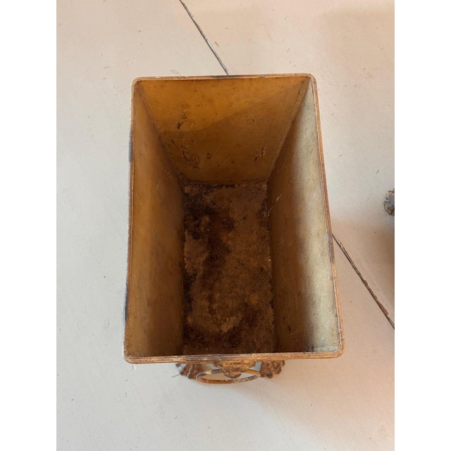 Late 20th Century Pair of Tole Planters With Lion Mask Handles For Sale - Image 5 of 10