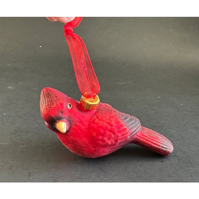 Red Cardinal Bird Glass Christmas Ornament For Sale In New York - Image 6 of 10