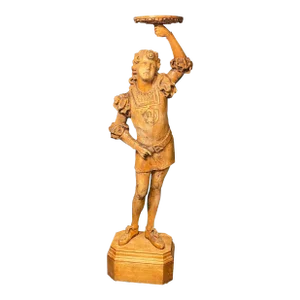 Italian Carved Wood Figural Card Stand, Receiver, Late 18th Century