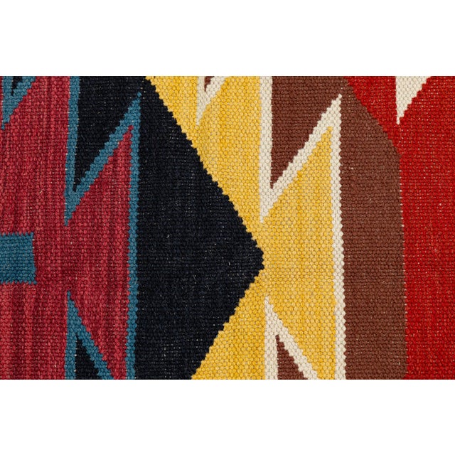 Contemporary Navajo-Style Eye Dazzler Flat-Weave Wool Area Rug / Southwestern For Sale - Image 10 of 12