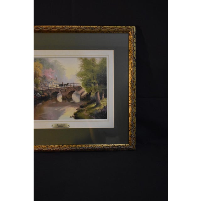 Vtg. Thomas Kinkade Hometown Bridge Framed Matted Art Lithograph Print For Sale - Image 10 of 17