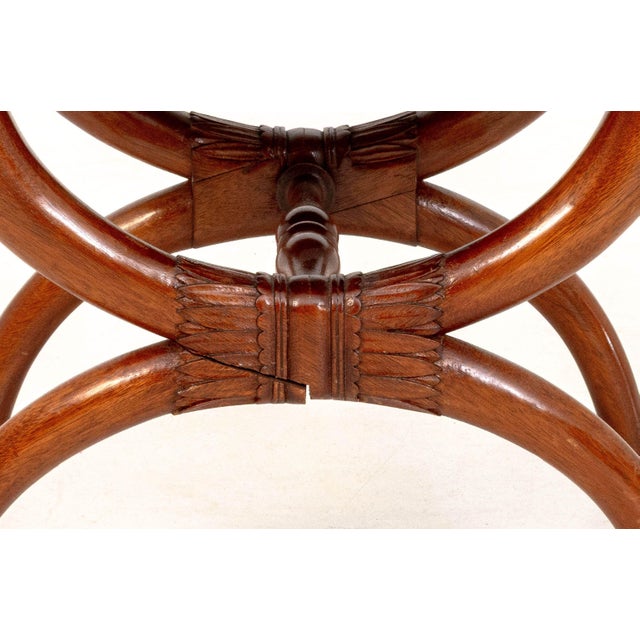 Navy Blue Empire Style Velvet Upholstered Curule Stools, Pr. For Sale - Image 8 of 8