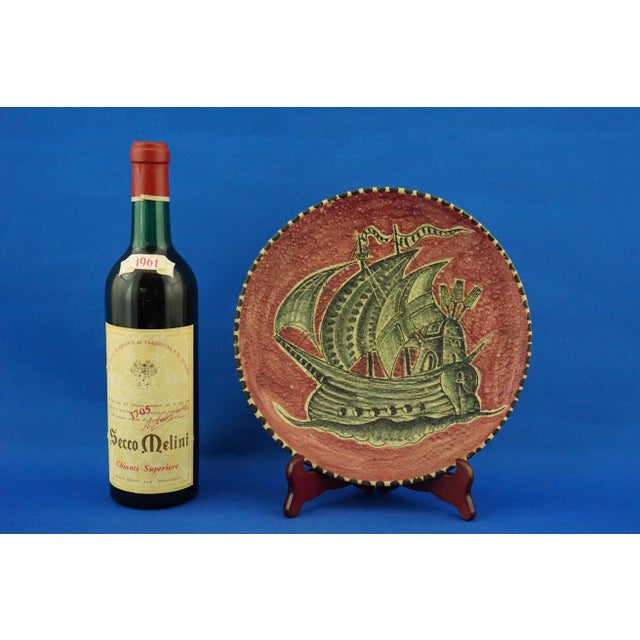 Ceramic Plate with Sailing Ship at Sea Motif attributed to Guido Gambone for Avallone Vietri, Italy, 1920s For Sale - Image 17 of 18