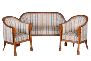 Biedermeier Birch Seating Set, Vienna, Austria, 1830s, Set of 3