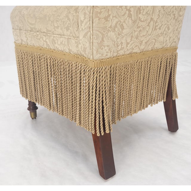 Tan Pair Decorative Turned Mahogany Legs Tassels Decorated Fireside Slip Chair MINT! For Sale - Image 8 of 14