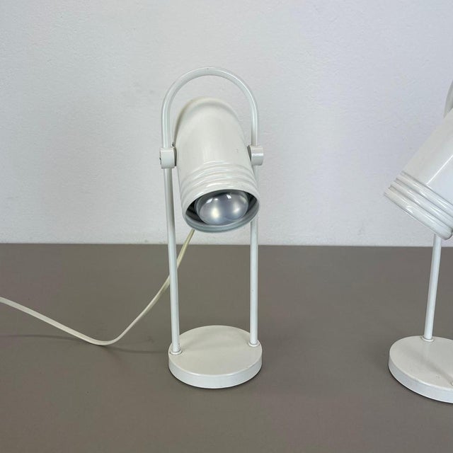 White Metal Table Lights by Rolf Krüger for Heinz Neuhaus Leuchten, 1970s, Set of 2 For Sale - Image 9 of 18