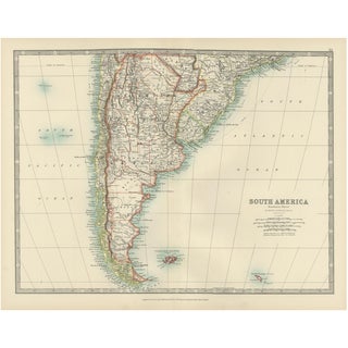 Map of Southern South America by K. Johnston, 1903 For Sale