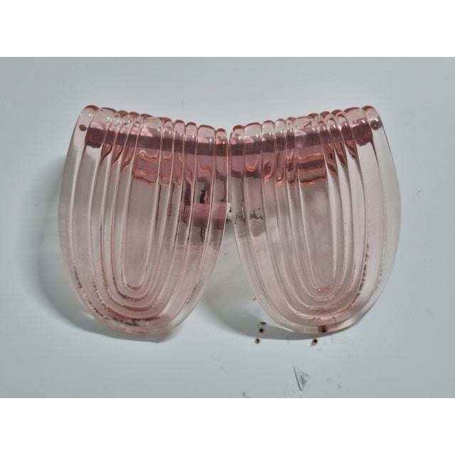 Art Deco Style Pink Murano Glass Wall Lamps, 1940s, Set of 2, in Flawless conditions. Designed 1920 to 1949 Up to 250V...