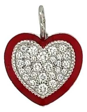 Tiffany & Co. Diamond Enamel Platinum Mini Heart Charm Pendant