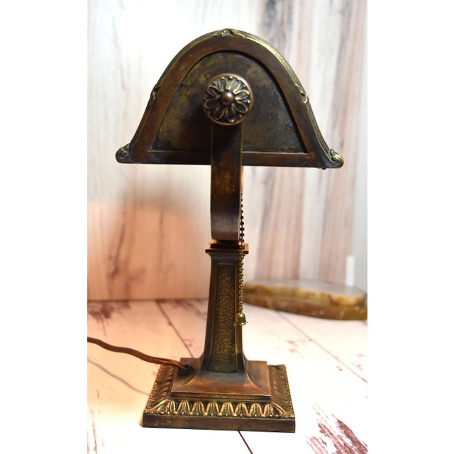 Vintage Art Deco Bronze Desk Library Lamp For Sale - Image 12 of 18