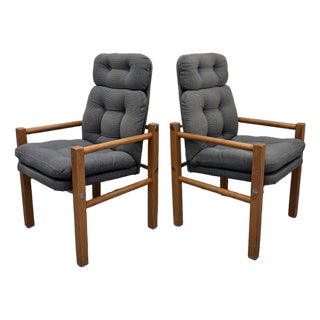 Vintage Danish Modern High-Back Lounge Chairs, Pair, C. 1970s For Sale