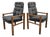 Vintage Danish Modern High-Back Lounge Chairs, Pair, C. 1970s For Sale