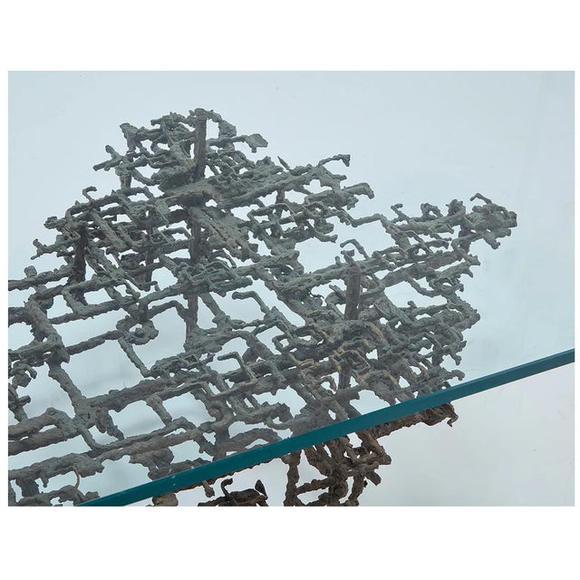 Metal 1970s Daniel Gluck Brutalist Sculptural Coffee Table in Bronze For Sale - Image 7 of 8