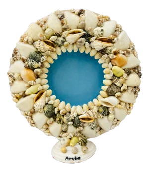 Vtg Folk Art Style Seashell Souvenir Frame