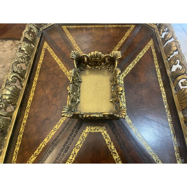 Animal Skin Mid 20th Century Maitland-Smith Leather Rectangle Box Sherwood Brass Mounts For Sale - Image 7 of 12