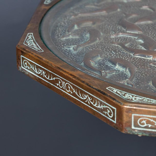 Vintage Spanish Embossed Copper Table by Malart, 1930 For Sale - Image 14 of 18