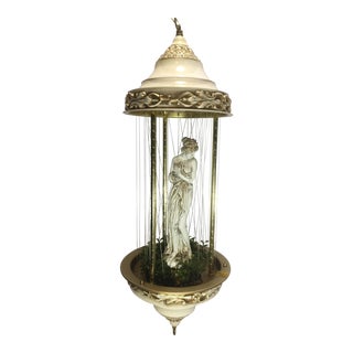 Vintage Hanging Oil Rain Swag Lamp With Goddess For Sale