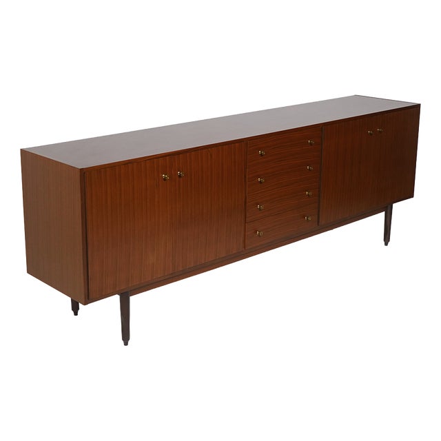 Wooden Sideboard with Brass Knobs, 1960s For Sale