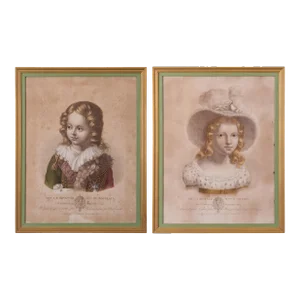 Prince Henri, Count of Chambord and Princess Louise D’Artois Engravings, C.1825