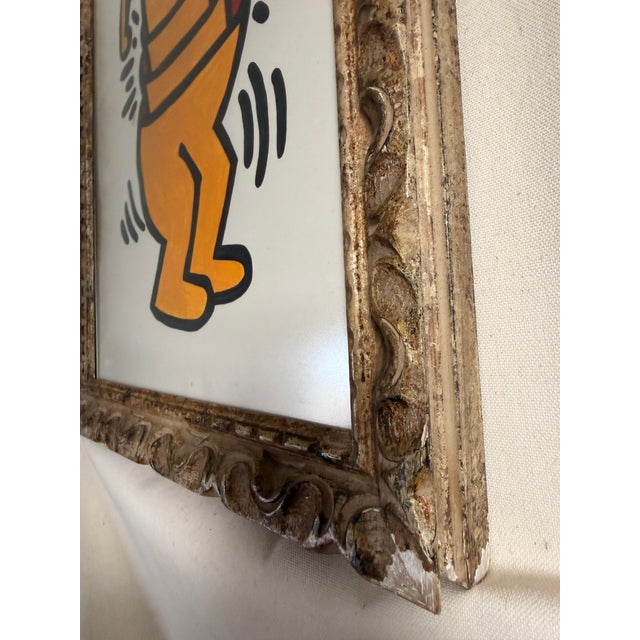 Wood Keith Haring School, Cup Man, Oil on Paper, 1992 For Sale - Image 7 of 8