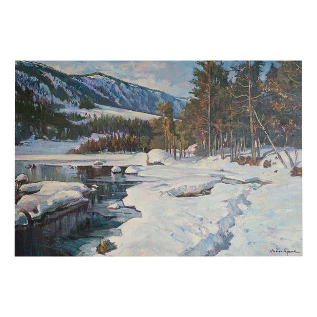 Follower of Thomas R. Curtin and Frits Thaulow, Snowy River Landscape For Sale