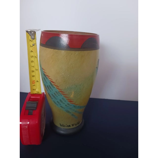 1990s Kosta Boda Ulrica Hydman-Vallien Nevada Series Hand Painted Vase, Signed For Sale - Image 10 of 11