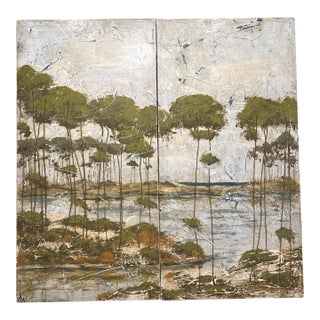 1990s A. Wickey Painted on Wood For Sale