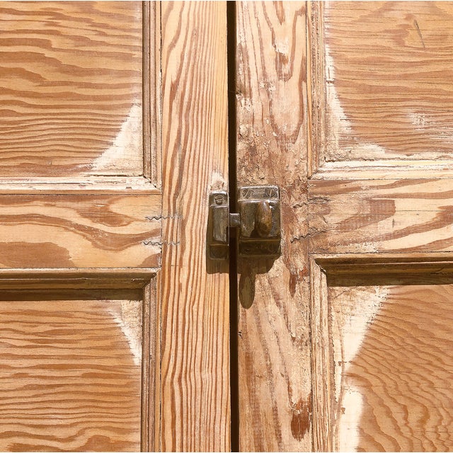 19th Century Scrubbed Pine Kitchen Cabinets Hutch Storage Units With Removable Enamel Shelf For Sale - Image 6 of 9