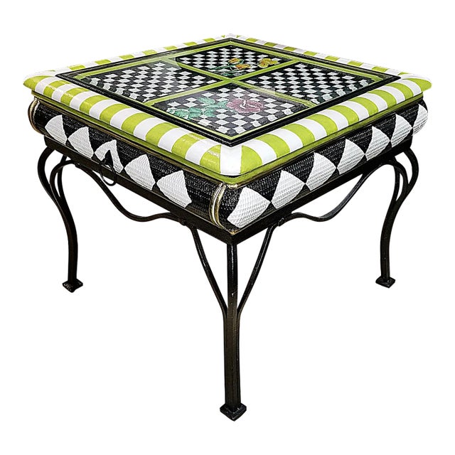 1980s Paint Decorated End Table For Sale