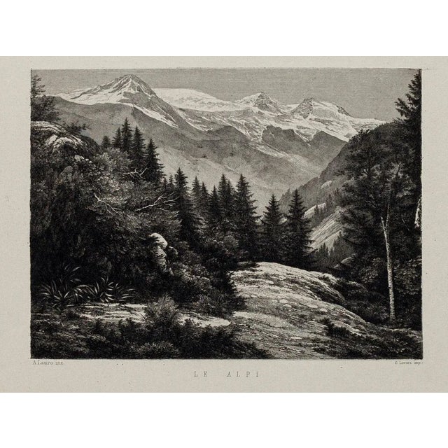 Alps - Original Lithography on Paper by A. Lauro - 20th Century 20th Century For Sale - Image 3 of 3