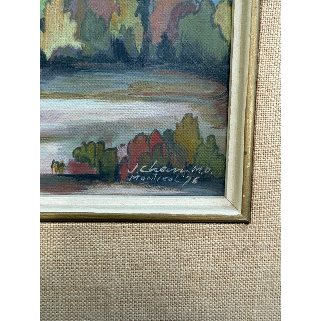 Impressionist Vintage Impressionist Landscape Painting J. Cham m.d. Montreal Canada 1976 For Sale - Image 3 of 4