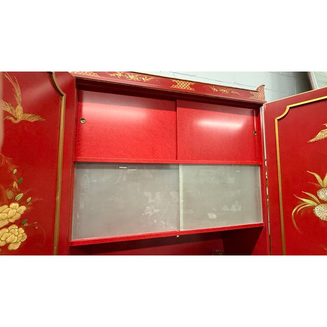 Scarlet Vintage Asian Armoire With Red Lacquer Finish For Sale - Image 8 of 8
