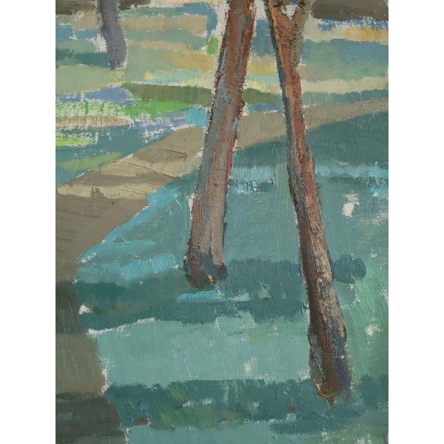 Mid-Century Modern 'Pathway to the Sea' Vintage Original Landscape Oil Painting, Framed For Sale - Image 11 of 13